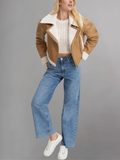 Viveca Cropped Shearling Vegan Leather Jacket