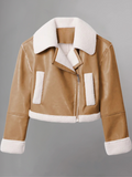 Viveca Cropped Shearling Vegan Leather Jacket