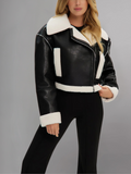 Viveca Cropped Shearling Vegan Leather Jacket