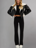 Viveca Cropped Shearling Vegan Leather Jacket