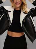 Viveca Cropped Shearling Vegan Leather Jacket