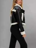 Viveca Cropped Shearling Vegan Leather Jacket