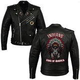 Men's Black Vintage Style Biker Motorcycle Leather Jacket Embossed Skull Bones Jackets Empire