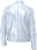 White Vintage Quilting Leather Jacket For Boys