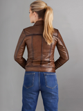 Woman Fashion Red Leather Jacket