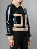 Women B3 Bomber Raf Aviator Flying Sheepskin Shearling Black Leather Jacket