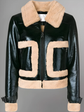 Women B3 Bomber Raf Aviator Flying Sheepskin Shearling Black Leather Jacket