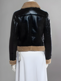 Women B3 Bomber Raf Aviator Flying Sheepskin Shearling Black Leather Jacket