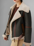 Women B3 Sheepskin Aviator Flight Fur Shearling Short Bomber Jacket