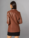 Women Black Leather Blazer