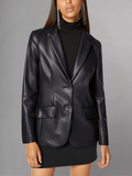 Women Black Leather Blazer