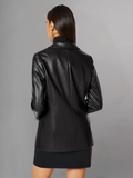 Women Black Leather Blazer