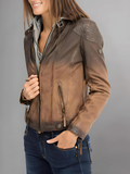 Women Black leather jacket lamb "cacey"