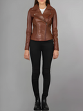 Women Flashback Black Leather Biker Jacket