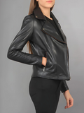 Women Flashback Black Leather Biker Jacket