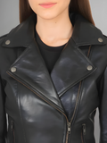 Women Flashback Black Leather Biker Jacket