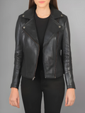 Women Flashback Black Leather Biker Jacket