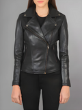 Women Flashback Black Leather Biker Jacket