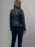 Women’s Boda Style Black Quilted Motorcycle Jacket