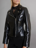 Women's Cinched Leather Motorcycle Jacket