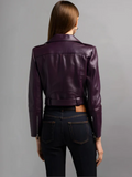 Women's Cropped Leather Biker Jacket