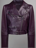Women's Cropped Leather Biker Jacket