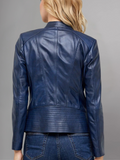 Women’s Dark Blue Sheepskin Leather Jacket