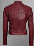 Women's Leather Collarless Jacket