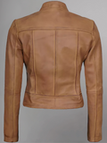 Women's Leather Collarless Jacket