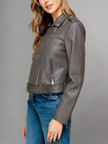 Women's Red Biker Real Leather Jacket