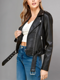 Women's Red Biker Real Leather Jacket