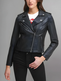 Women's Sheep Leather Classic Asymmetrical Motorcycle Jacket