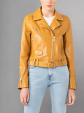 Women's Yellow Moto Leather Jacket