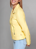 Women's Yellow Sheepskin Leather Jacket