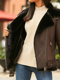 Womens Asymmetrical Black Shearling Jacket