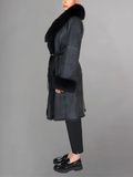 Womens Biker Sheepskin Black Leather Jacket with Fur