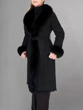 Womens Biker Sheepskin Black Leather Jacket with Fur
