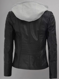 Womens Black Leather Jacket With Hood