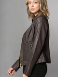 Womens Brown Leather Moto Jacket