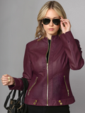 Womens Brown Leather Moto Jacket