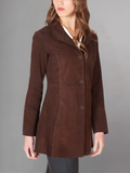 Womens Brown Two Button Leather Blazer Jacket