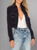 Womens Cropped Suede Leather Jacket