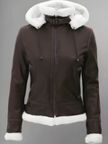 Womens Fur Lined Bomber Leather Jacket