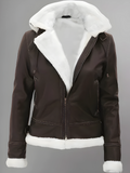 Womens Fur Lined Bomber Leather Jacket