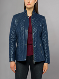 Womens Quilted Brown Leather Jacket