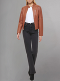 Womens Real Leather Classic Biker Jacket
