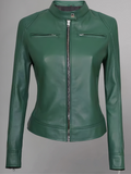 Womens Real Leather Quilted Jacket