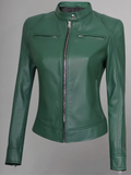 Womens Real Leather Quilted Jacket