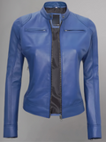 Womens Real Leather Quilted Jacket