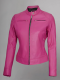 Womens Real Leather Quilted Jacket